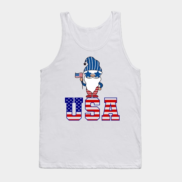 4th of july independent gnome Tank Top by sevalyilmazardal